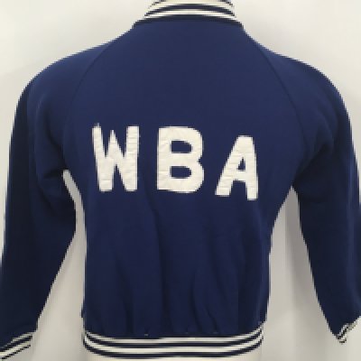 West Brom 1967 League Cup Final Players Football Tracksuit: Navy blue with WBA boldly in white stitched to rear. Worn by John Kaye. Couple of marks to arm.