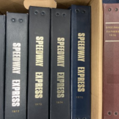 Speedway Express + Speedway Post Bound Magazine Collection: Speedway Post runs from 1964 - 1970 and has 7 volumes with the Speedway Express having 7 volumes also from 1971 - 1977. (14)