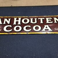 A Vintage enamel sign Van Houtens Cocoa 152x38cm