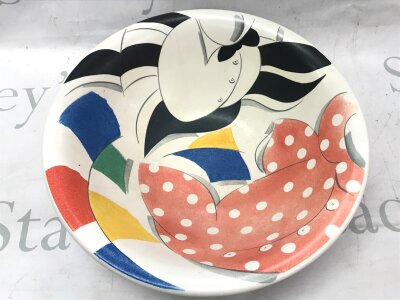 An Angela Atkinson ceramic bowl. 32cm wide 11cm tall- NO RESERVE