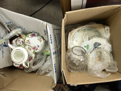 Two boxes of ceramics including Ansley. No reserve