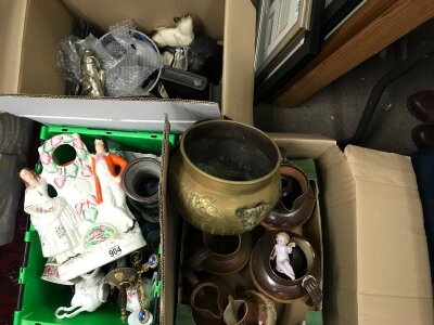 A collection of ceramics including stoneware jugs, two small swords, erotica figure, oil can with painted Cadbury design