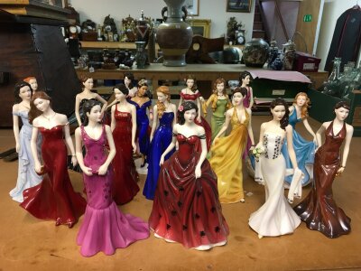 A collection of Seventeen Royal Doulton Lady figurines including some ftom the "Pretty Ladies"  collection