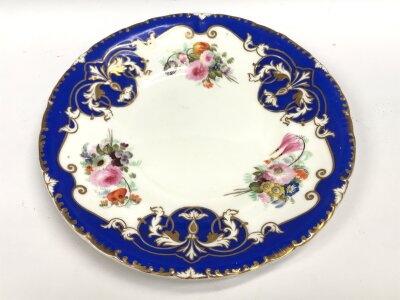 A late 19th century Copeland and Garrett cobalt blue floral dish. 24cm wide