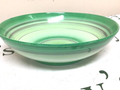 A Shelley Porcelain bowl decorated in green few minor scratches otherwise no obvious damage or restoration diameter 26cm