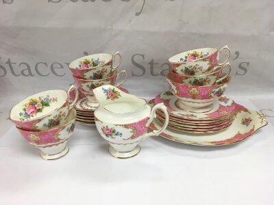 A Royal Albert tea set in Lady Carlyle pattern.