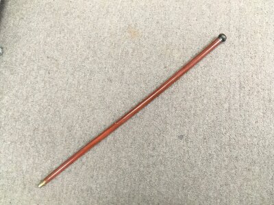 A Cloisonné topped stab stick, 84cm tall