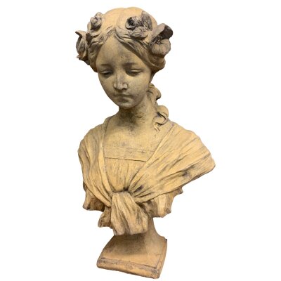 An Art Nouveau bust of a lady, "Josephine" cast in terracotta, 46cm.