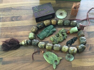 A small collection of hard-stone amulets