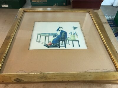 Five Chinese framed pith pictures . Frame size 44x44cm