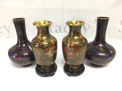 Two pairs of Cloisonne vases, approx height 15cm.