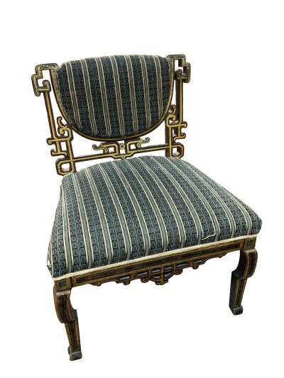 A small Aesthetic Movement ebonized and gilt wood side chair, attributed to Édouard Lièvre.