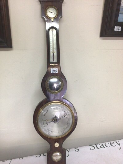 A Rosewood 19th century barometer with thermometer box maker WS Ferguson Elgin.- NO RESERVE