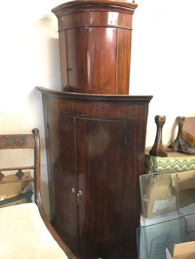 Two corner cabinets. 113cm tall 56cm tall