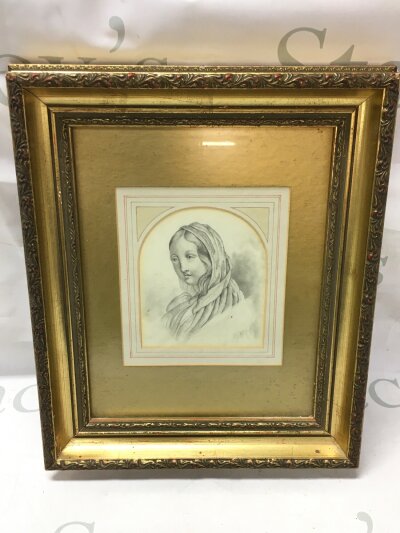 A Framed 19th century pencil sketch. Back reads drawimg on John Whatman paper, who was executed around the 1830s. 28x34cm frame dimensions