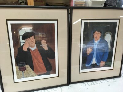 A pair of Margaret Loxton pencil signed limited edition of 500 prints- Reni Claude Connoisseur and Pierre Gaston Vigueron . Frame sizes 42x52cm- NO RESERVE