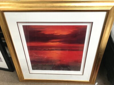 A Robert Ford Red Poem II. Frame size 77x80cm