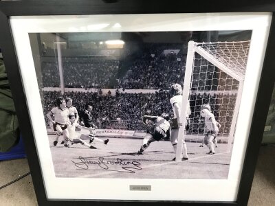 A Trevor Brooking West Ham football player signed picture. Frame size 77x72cm