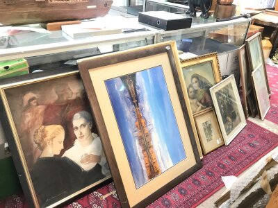 A large Collection of framed pictures including watercolours, oils and prints. No reserve