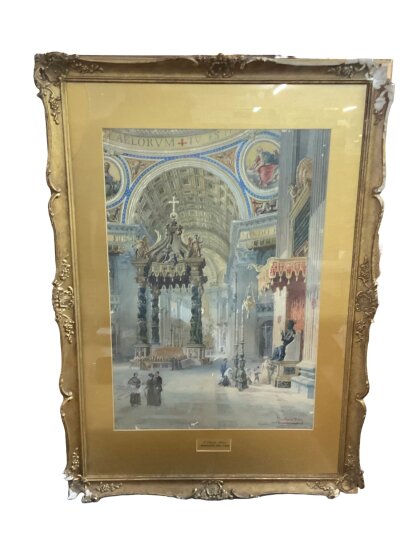 Don DEL MARTINO, 1860-1895, Rome, view into St. Peter's Basilica, dated 1895.