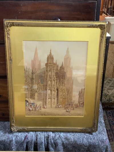Henry Thomas Schafer, RBA (British, 1854–1915), Watercolour depicting Cathedral of Our Lady of Évreux, Normandy, France.