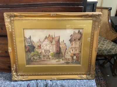 Charles James Keates, A watercolour painting possib;y Bacharach, German.