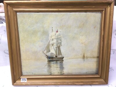 A framed oil painting by Thomas J. Hutton dated 1924. Frame 62x54cm