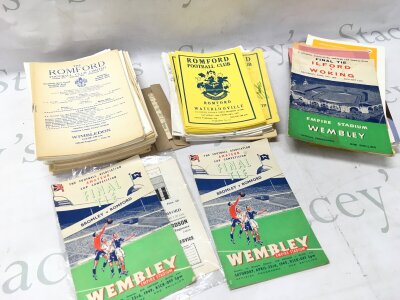 A collection of Romford football programmes including Wembley romford v bromley 1949 programmes