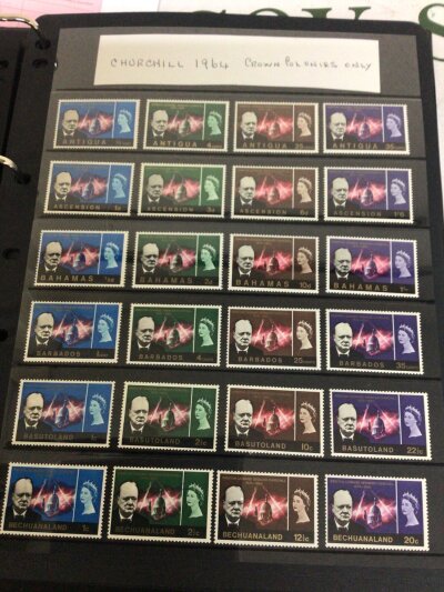 A well presented album of unused British Colonial Stamps all themed Sir Winston Churchill and two other albums of used and unused Elizabeth II pictorial stamps (3)- NO RESERVE