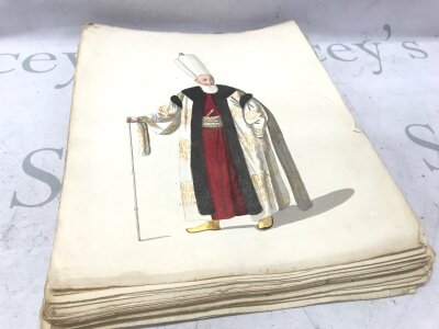 A Collection of watercolours on paper 18th-century Ottoman Turkish costumes and administrative attire.
