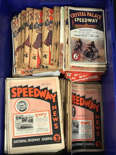 Vintage Speedway programmes  including Crystal Palace , speedway news, West Ham speedway. No reserve