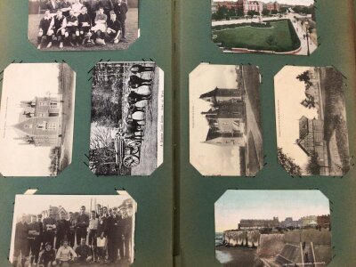 An interesting album of postcards early 19th century including postcards of South Croydon Rovers Football team 1908-09 season and other associated local views including the train crash July 10th 1909 many other views and unknown football teams.