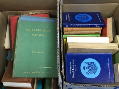 Two boxes containing Antique and later books on chemistry and other science books