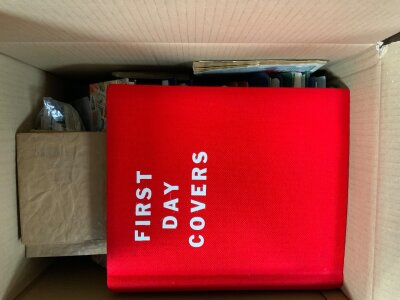 A collection of mixed ephemera, Stamps, Cigarette cards and 1st Day covers (2 boxes)