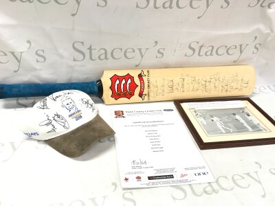 Signed cricket items included a bat signed by Essex County Cricket club players , Colin Cowdrey signed 100th test match picture, Ashley Cowan benefit year 2006 hat with various signatures