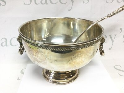 A silver plate punch bowl with ladle -Approx 25cm diameter.- NO RESERVE