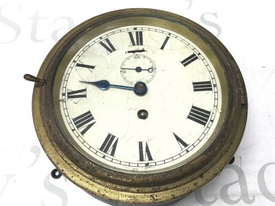 A brass bound ships clock, 19cm wide- NO RESERVE