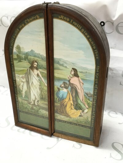 A vintage religious triptych. 27cm wide ,9cm long, 36cm tall