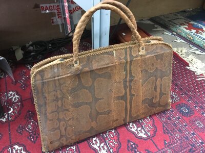 A snake Python skin bag. 50cm wide 45cm tall. No reserve