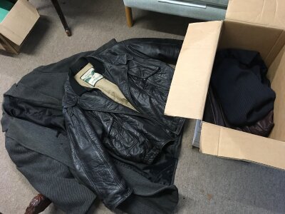 A Collection of vintage clothes including three leather jackets- NO RESERVE