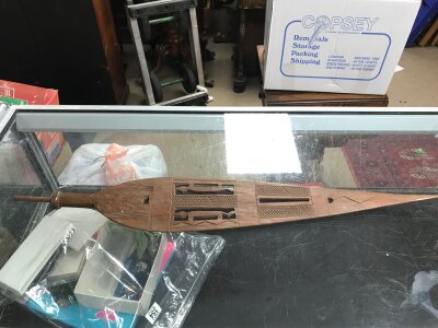 An old carved wooden native ornamental spearhead, 78cm long- NO RESERVE