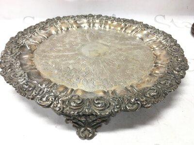 A silver plated tray. 30cm wide