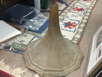 A Victorian brass gramophone horn. 40cm tall