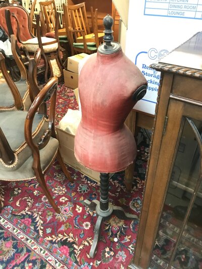 A late Victorian dress makers mannequin,123cm tall