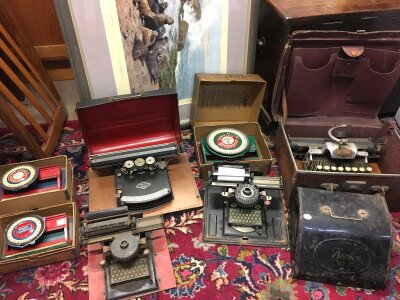 A collection of vintage typewriters