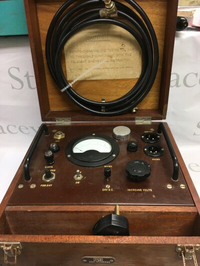 A boxed electrical testing unit