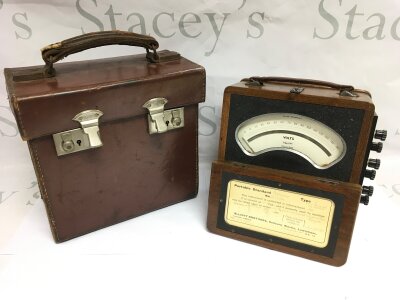 A cased Voltmeter by Elliott Brothers, Century Works of Lewisham plus two electrical testing meters (3).