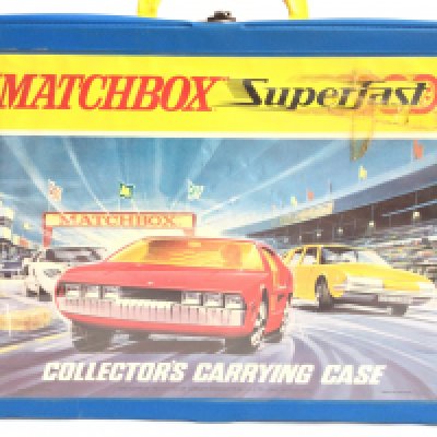 A Matchbox Carry Case Including Playworn Diecast Vehicles.
