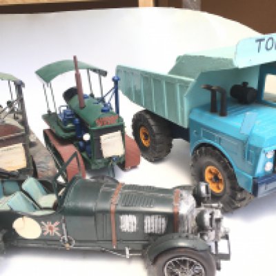 2 Boxes Containing Tin Models. Including a Tonka Truck.(2).