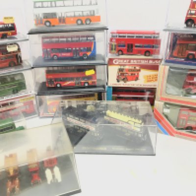 A Collection of Boxed Diecast Buses including EFE. Original Omnibus. Creative Masters. Atlas Etc.